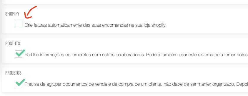 Ativar Módulo Shopify no bill.pt